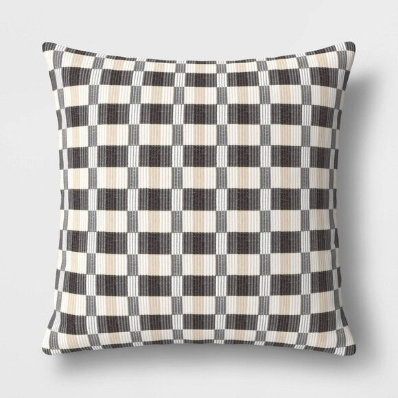 Threshold Oversized Woven Linework Square Throw Pillow Black/Neutral - Picture 1 of 4